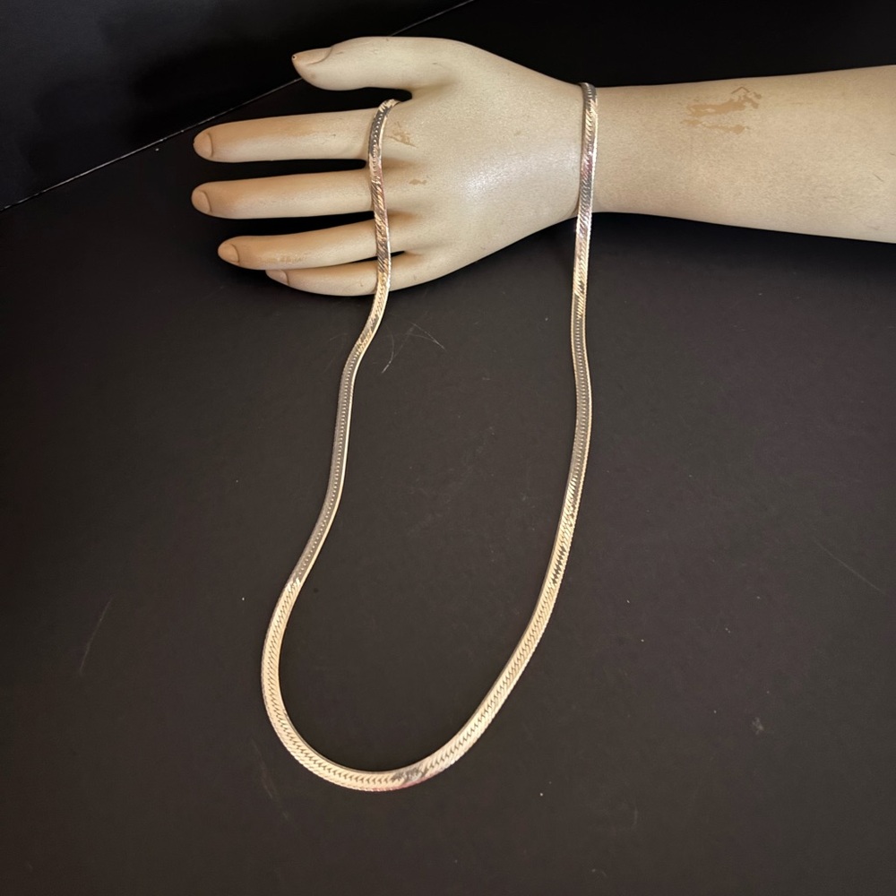 30" SS 9.25 herringbone chain necklace jewelry unisex timeless classic Italy 27g